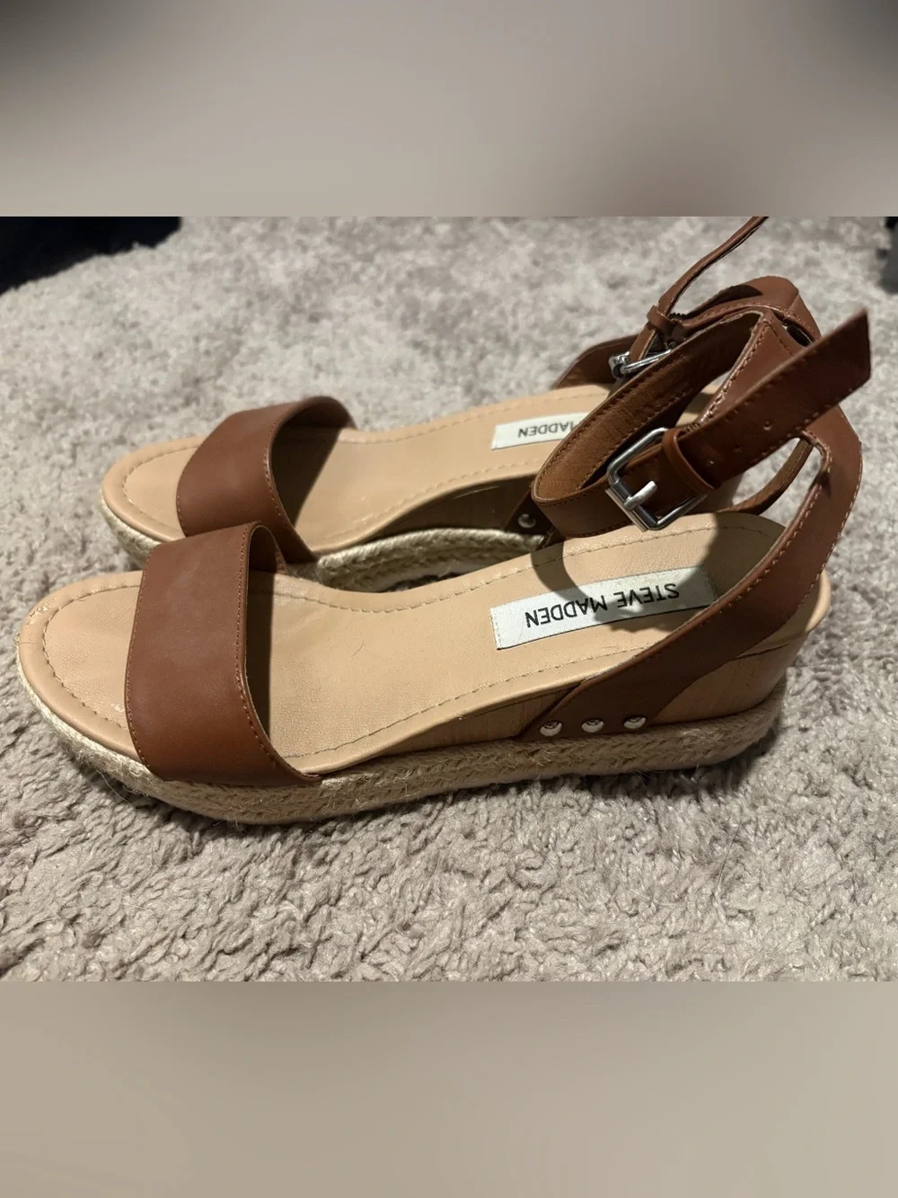 Steve Madden Tan/Brown Espadrille Ankle-Strap Sandals